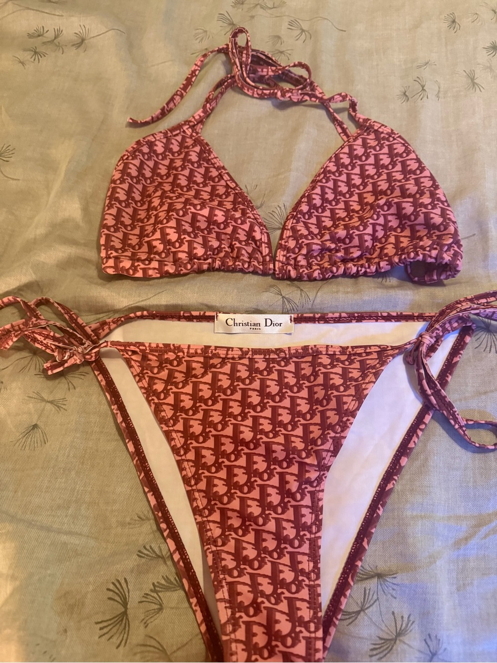 Dior Pink Monogram Triangle String Bikini - Picture 3 of 5